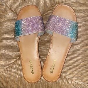 Rainbow Bedazzled Sandals